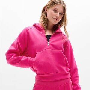 Athleta Easy Forever Fleece 1/2 Zip Hoodie in Dahlia Pink Medium